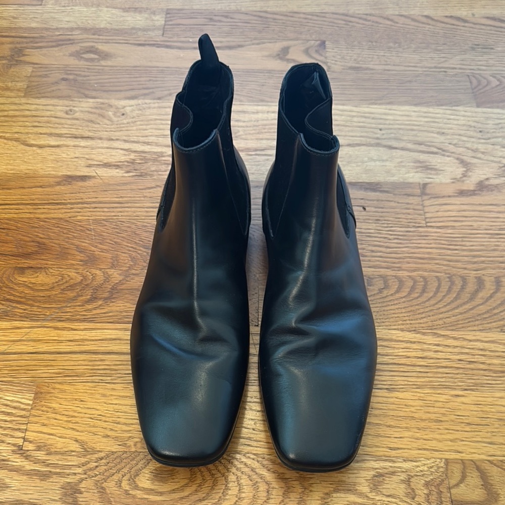 Men’s Authentic Prada Black Leather Square-Toe Boots